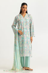 3PC Lawn Printed Suit With Embroidered