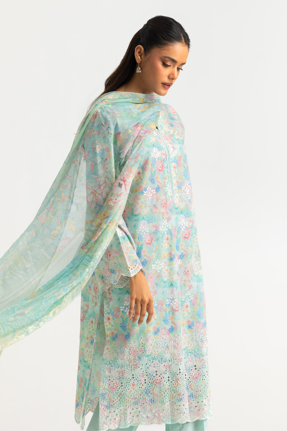 3PC Lawn Printed Suit With Embroidered