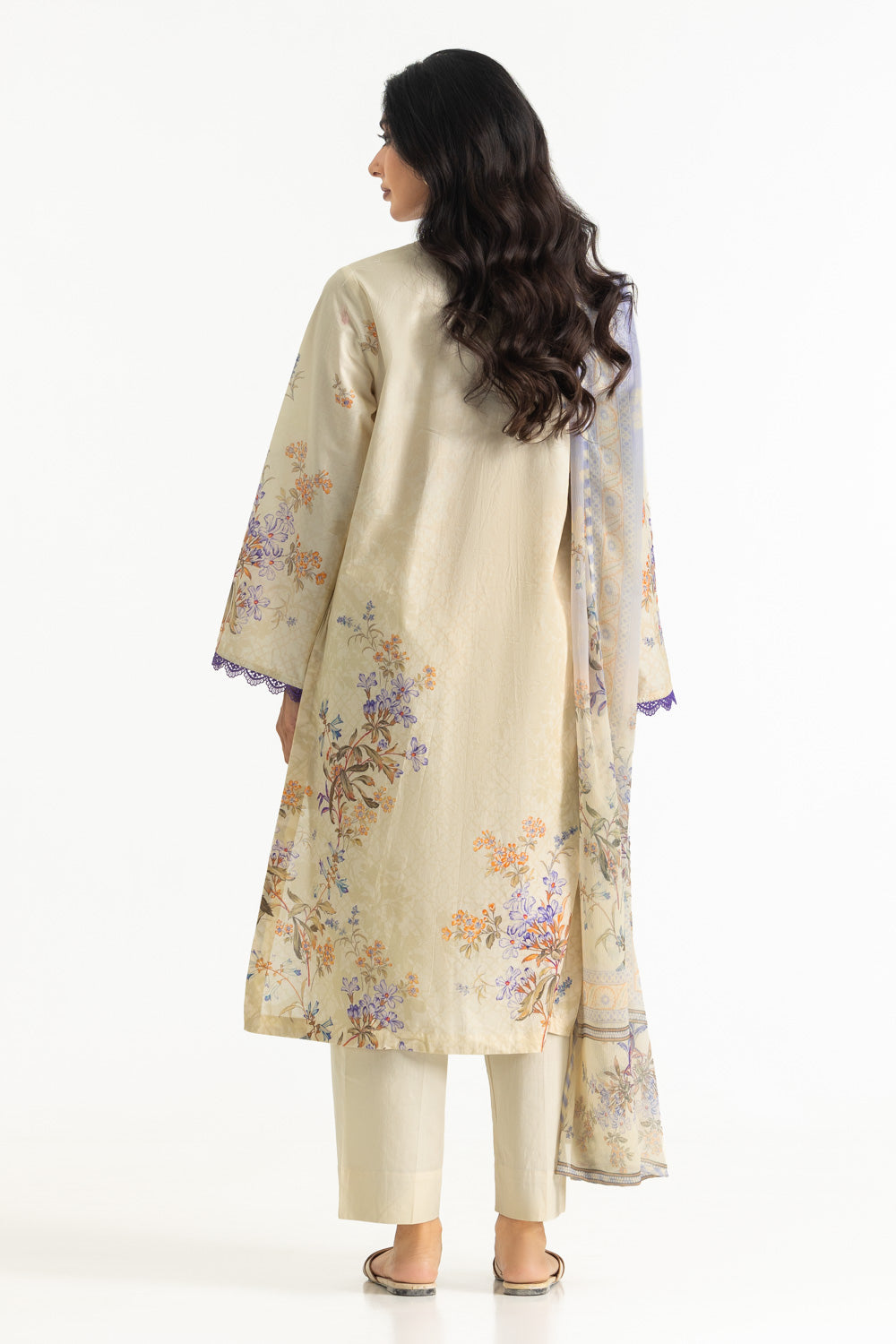 3PC Lawn Printed Suit With Embroidered
