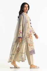 3PC Lawn Printed Suit With Embroidered
