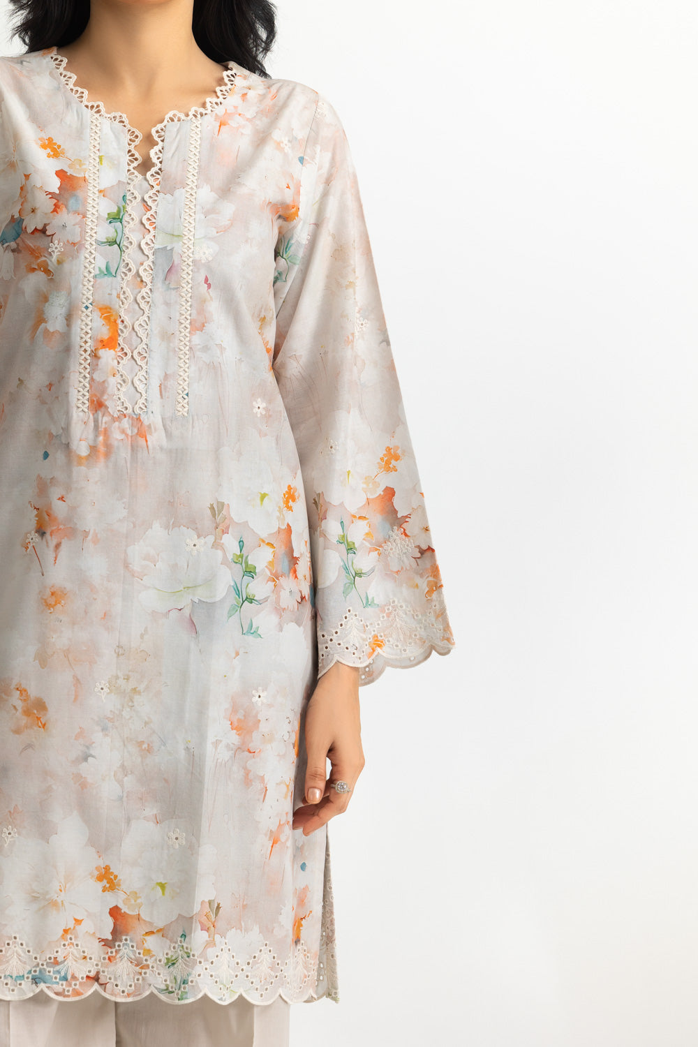 3PC Lawn Printed Suit With Embroidered