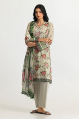 3PC Lawn Printed Suit With Embroidered