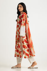 3PC Lawn Printed Suit With Embroidered