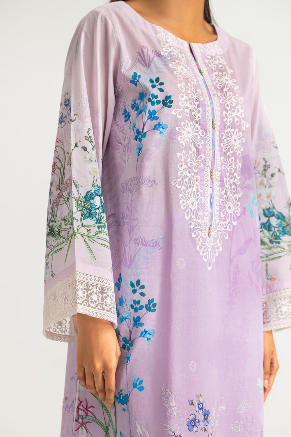 3PC Lawn Printed Suit With Embroidered