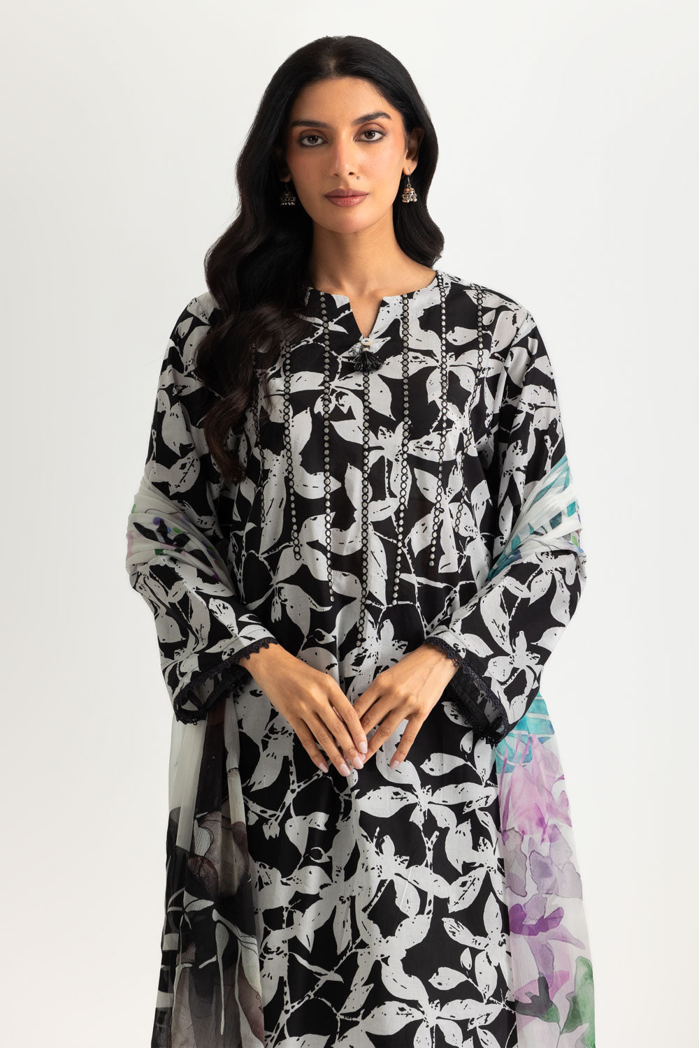 3PC Lawn Printed Suit With Embroidered