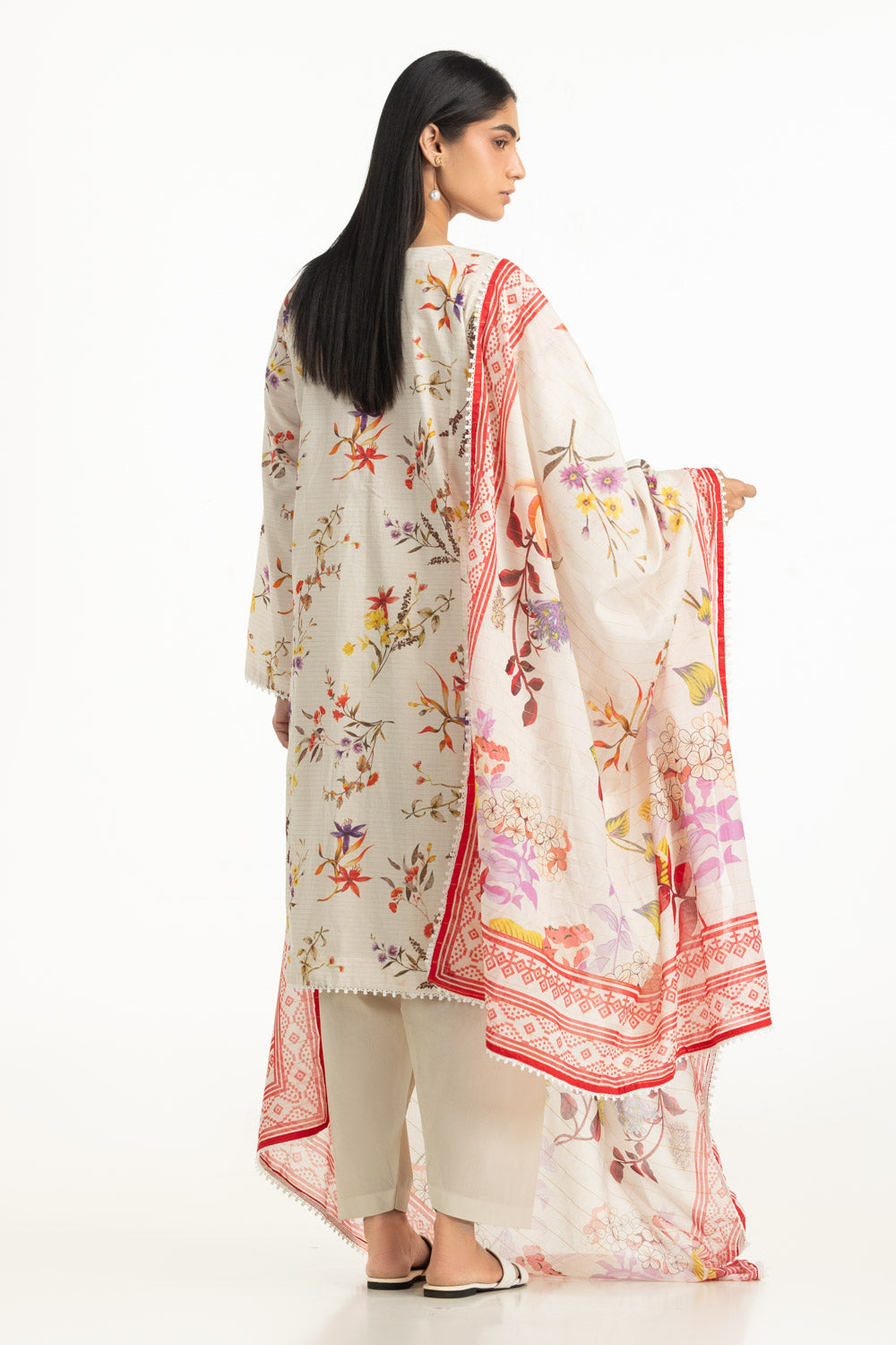 3PC Masoori Printed Stripe Suit
