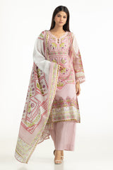 3PC Masoori Printed Stripe Suit