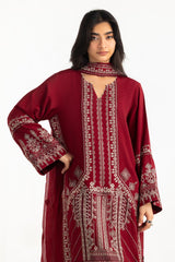 3PC Raw Silk Embroidered Suit