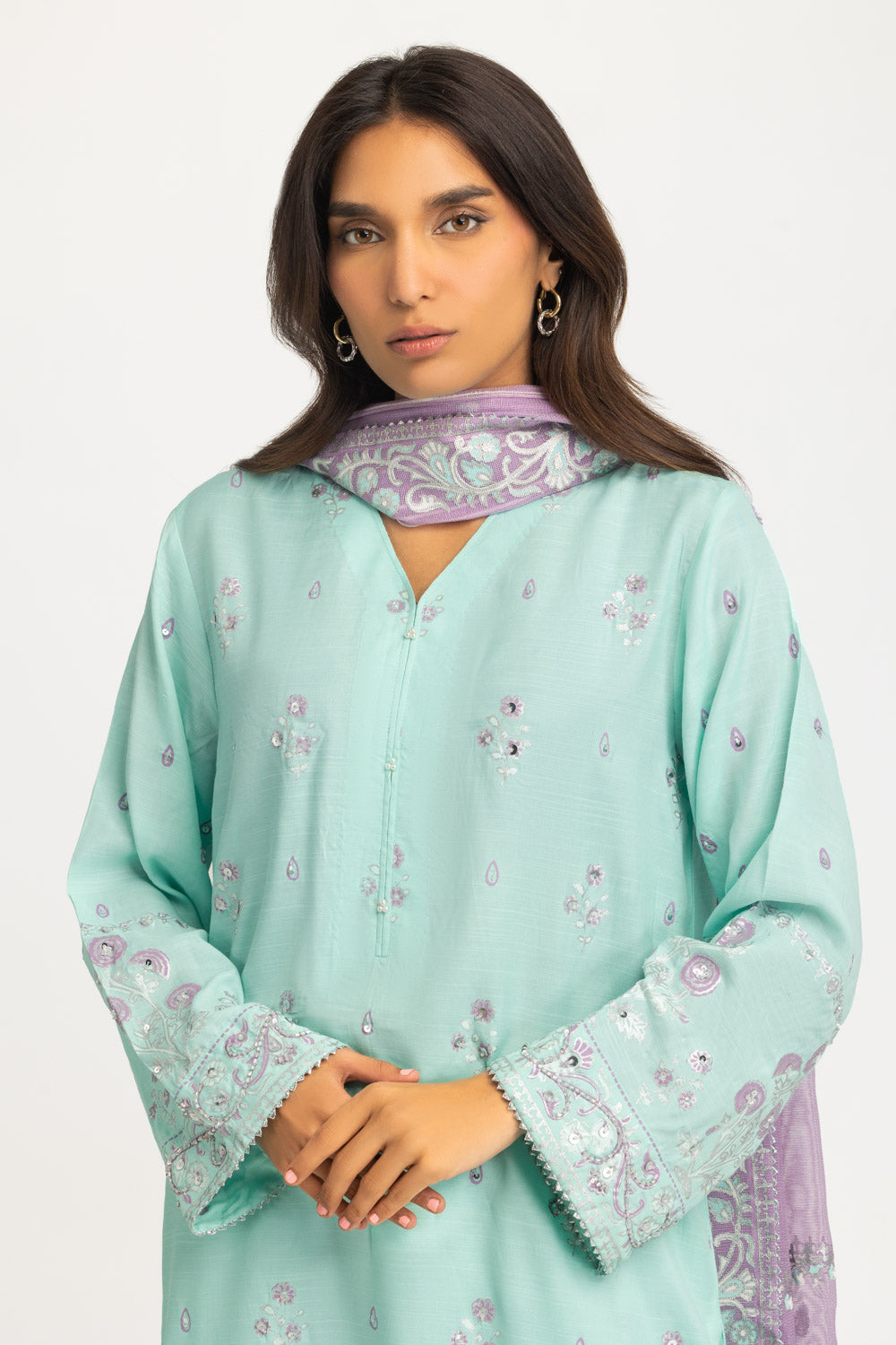 3PC Raw Silk Gold And Lacquer Printed Suit