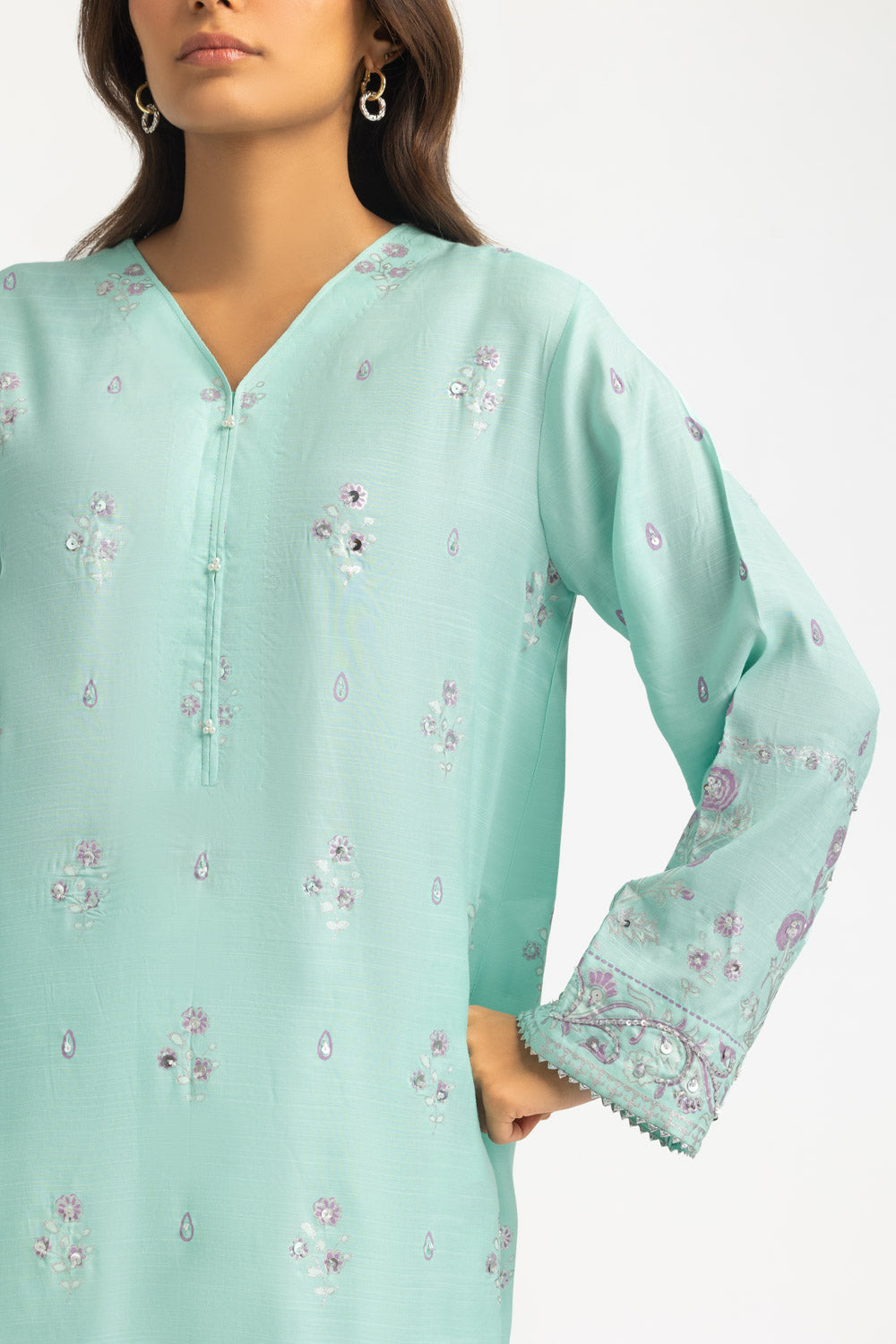 3PC Raw Silk Gold And Lacquer Printed Suit