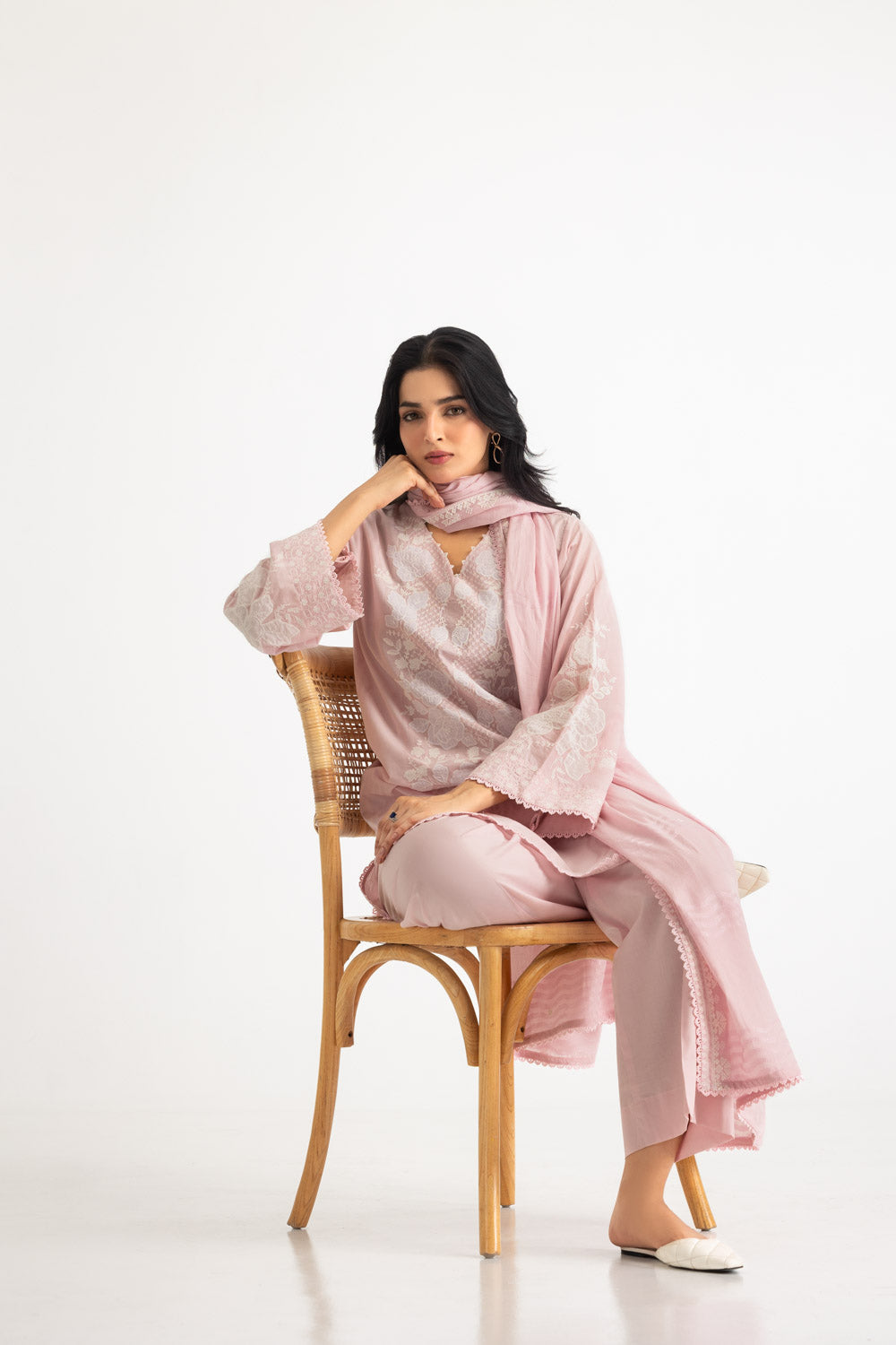 3PC Self Jacquard Embroidered Suit