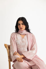 3PC Self Jacquard Embroidered Suit