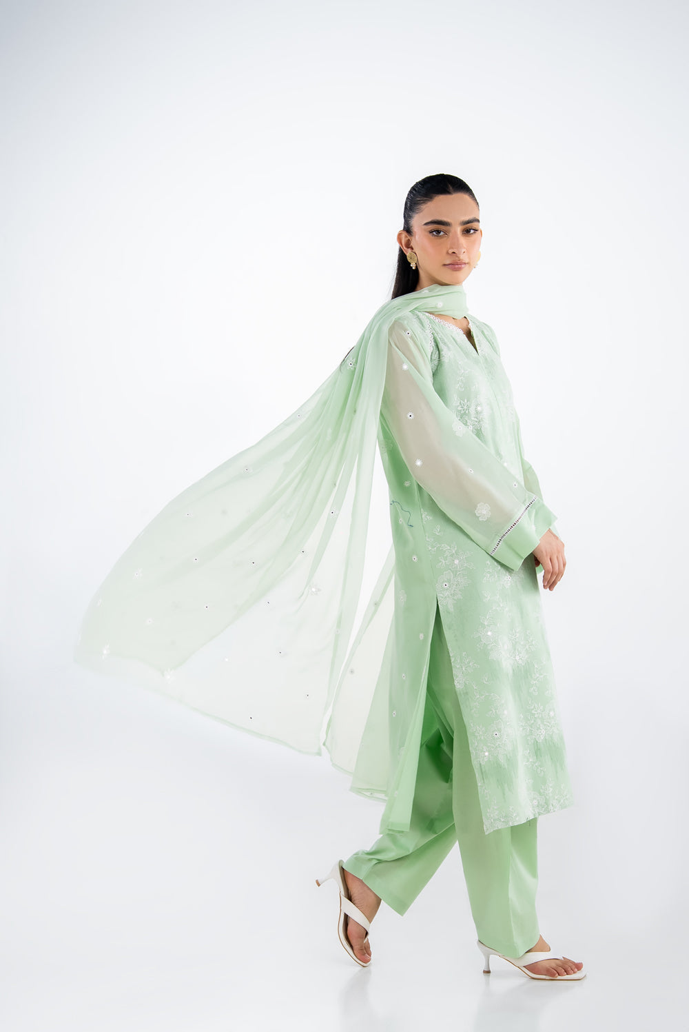 3PC Swiss Voile Embroidered Suit