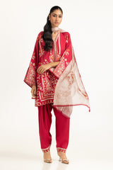 3PC Viscose Rawsilk Embroidered Suit