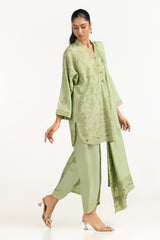 3PC Viscose Rawsilk Embroidered Suit