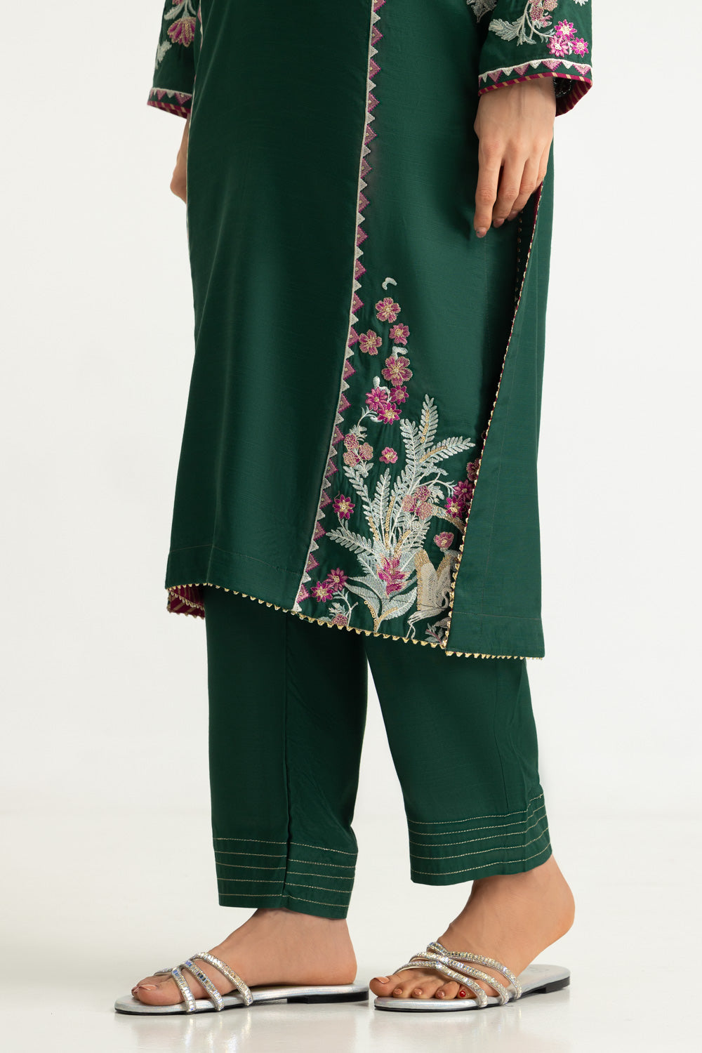 3PC Viscose Rawsilk Embroidered Suit