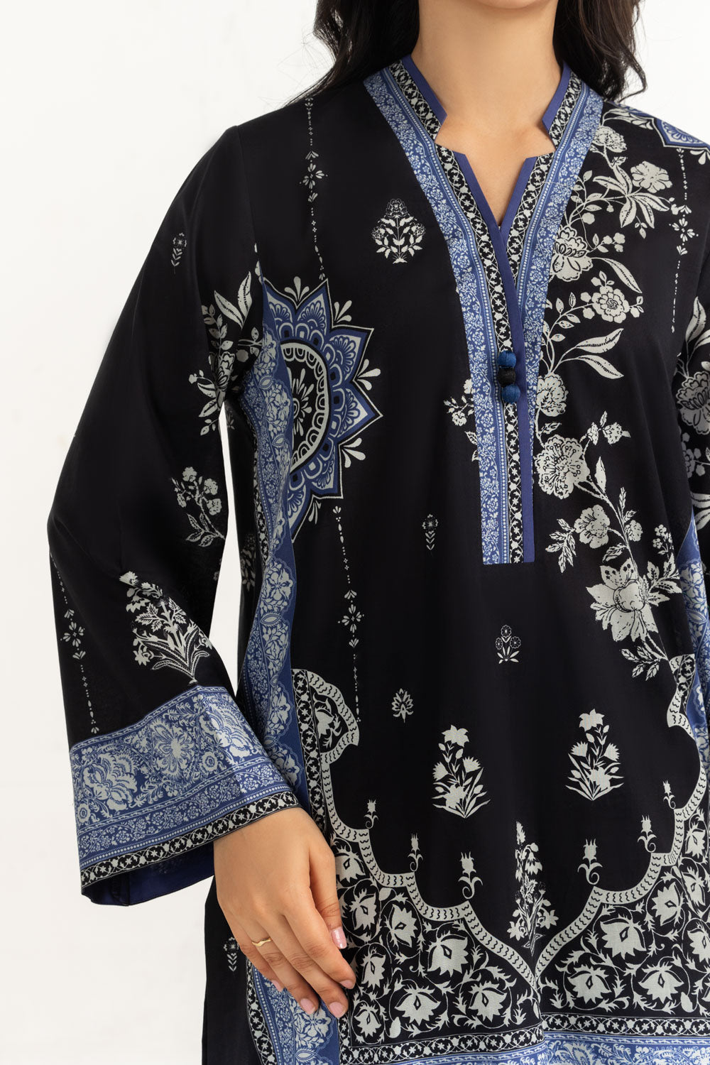 3Pc Cambric Printed Shirt And Trouser With Printed Scarf