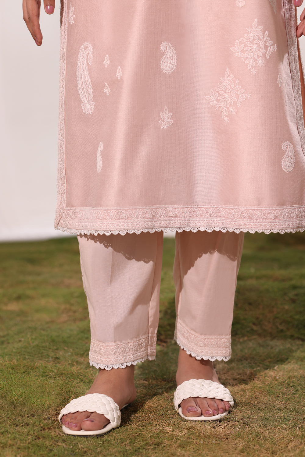 3Pc Cotton Net Embroidered Suit