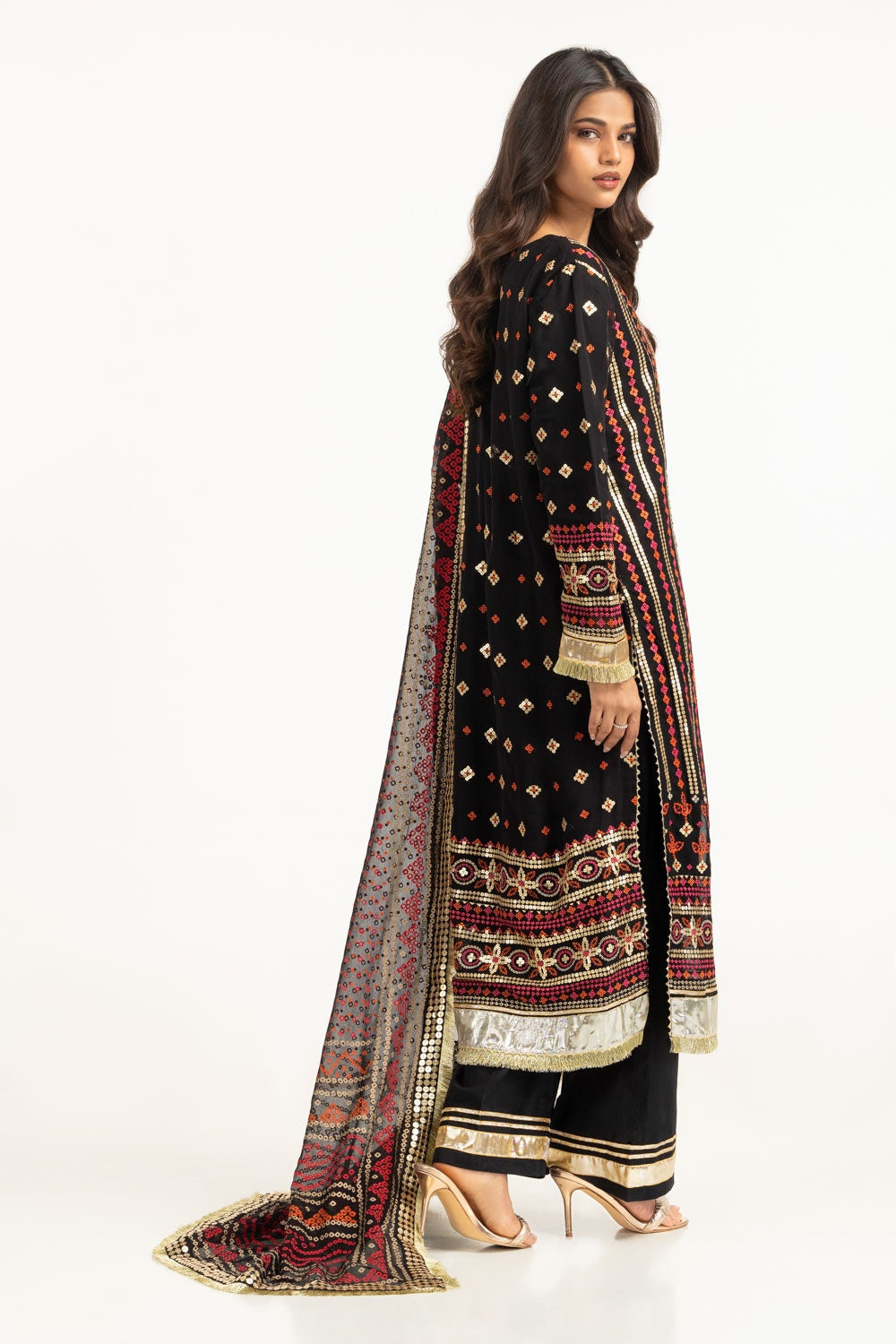 3PC Bamber Chiffon Embroidered Suit