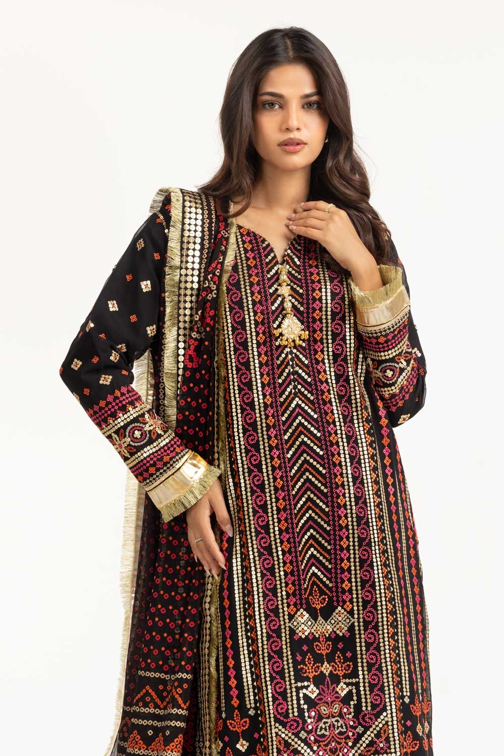 3PC Bamber Chiffon Embroidered Suit