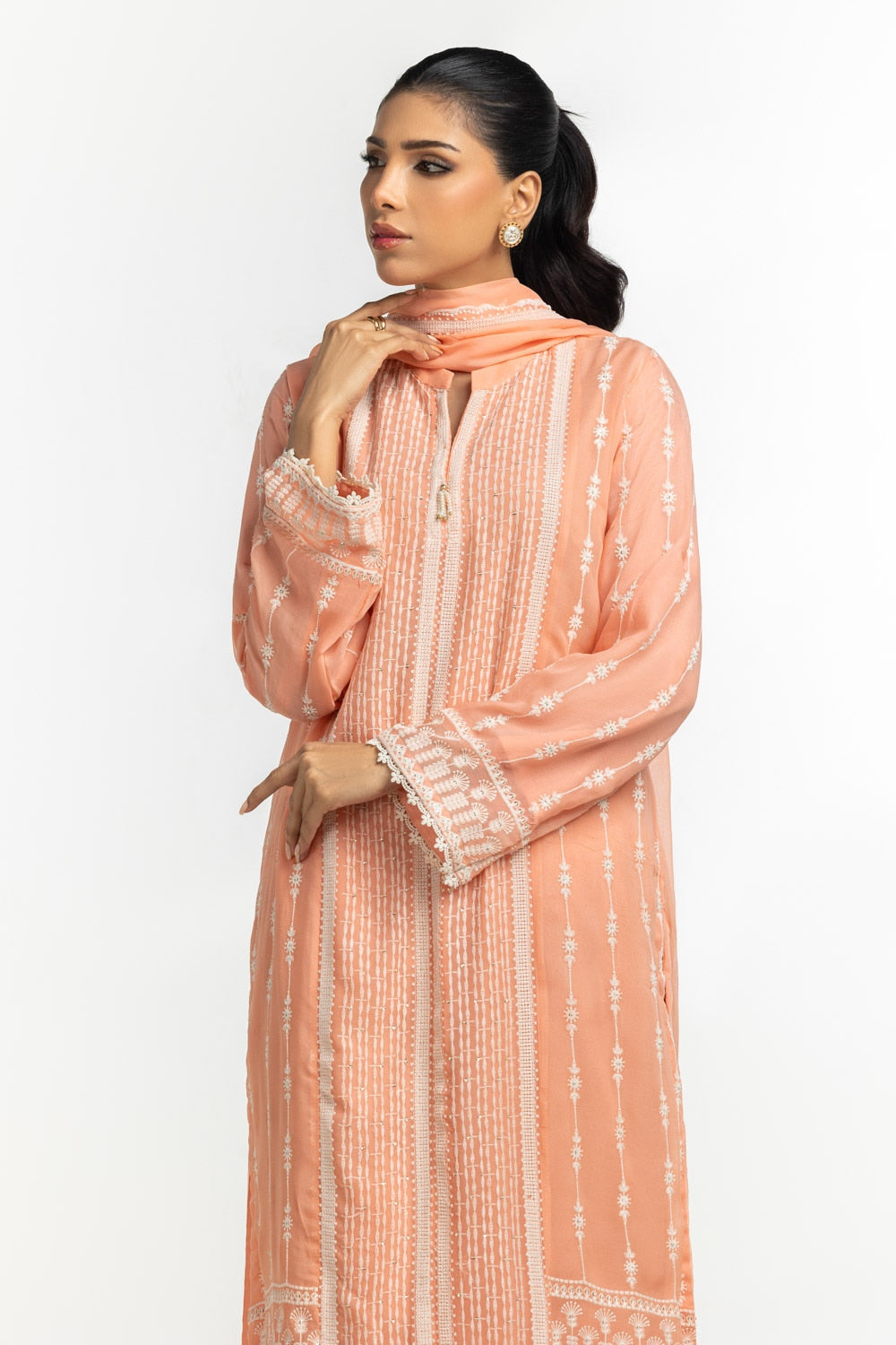 3PC Chiffon Embroidered Suit