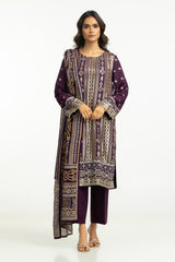 3PC Chiffon Embroidered Suit