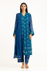 3Pc Chiffon Embroidered Suit