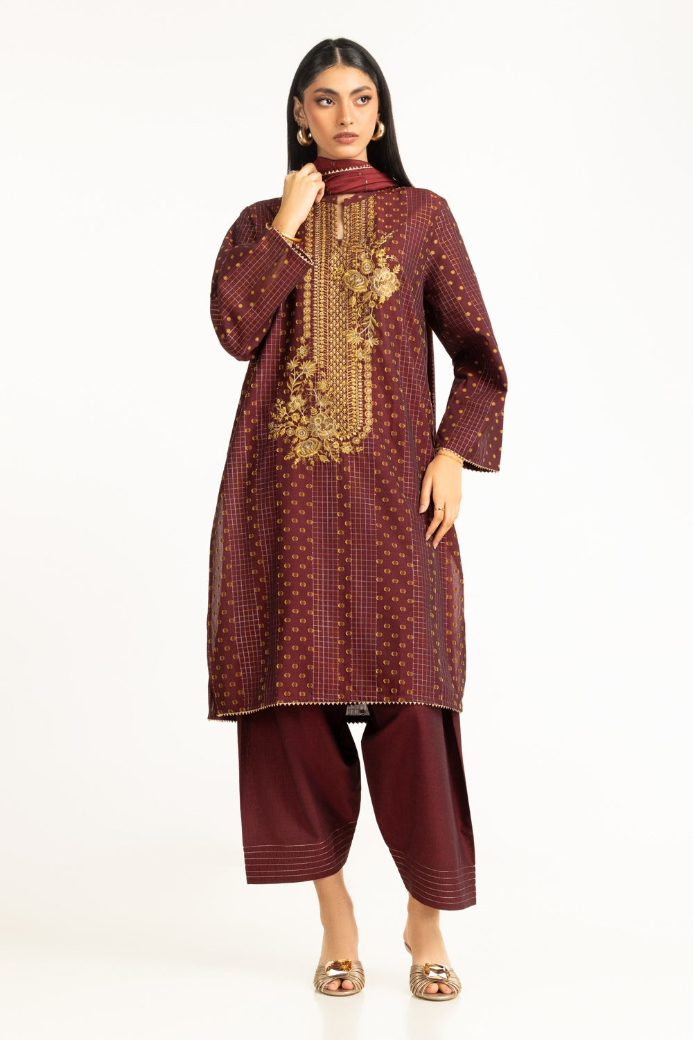 3PC Jacquard Embroidered Suit