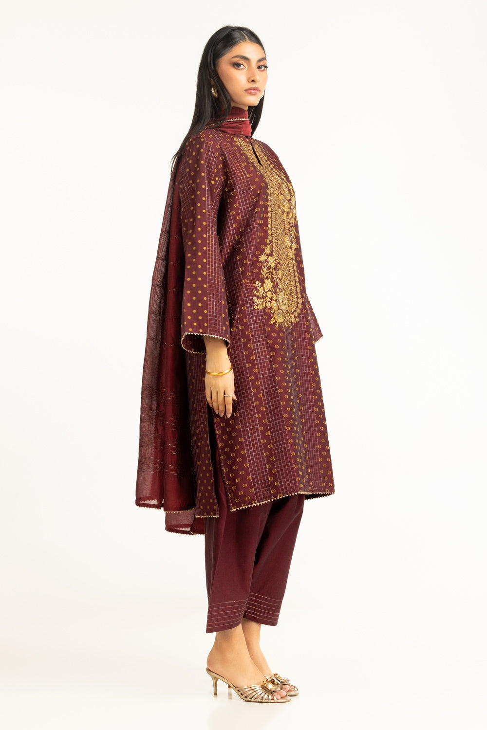 3PC Jacquard Embroidered Suit