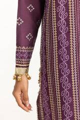 3PC Lawn Gold Printed Suit With Embroidered