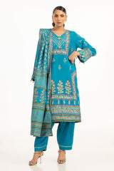 3PC paper-cotton Lacquer Printed Hand Embellished Suit