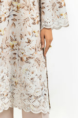 3PC Printed Suit with Embroidered