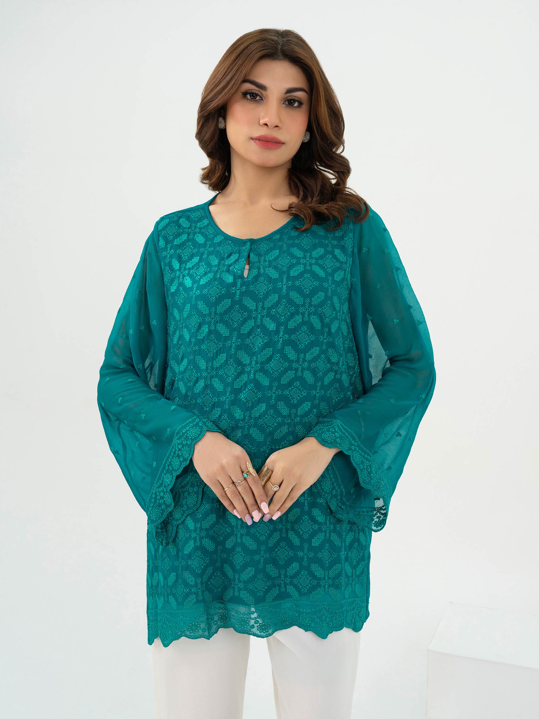 Chiffon Kurti- Embroidered (Pret)