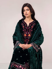 3 Piece Velvet Suit- Embroidered (Pret)