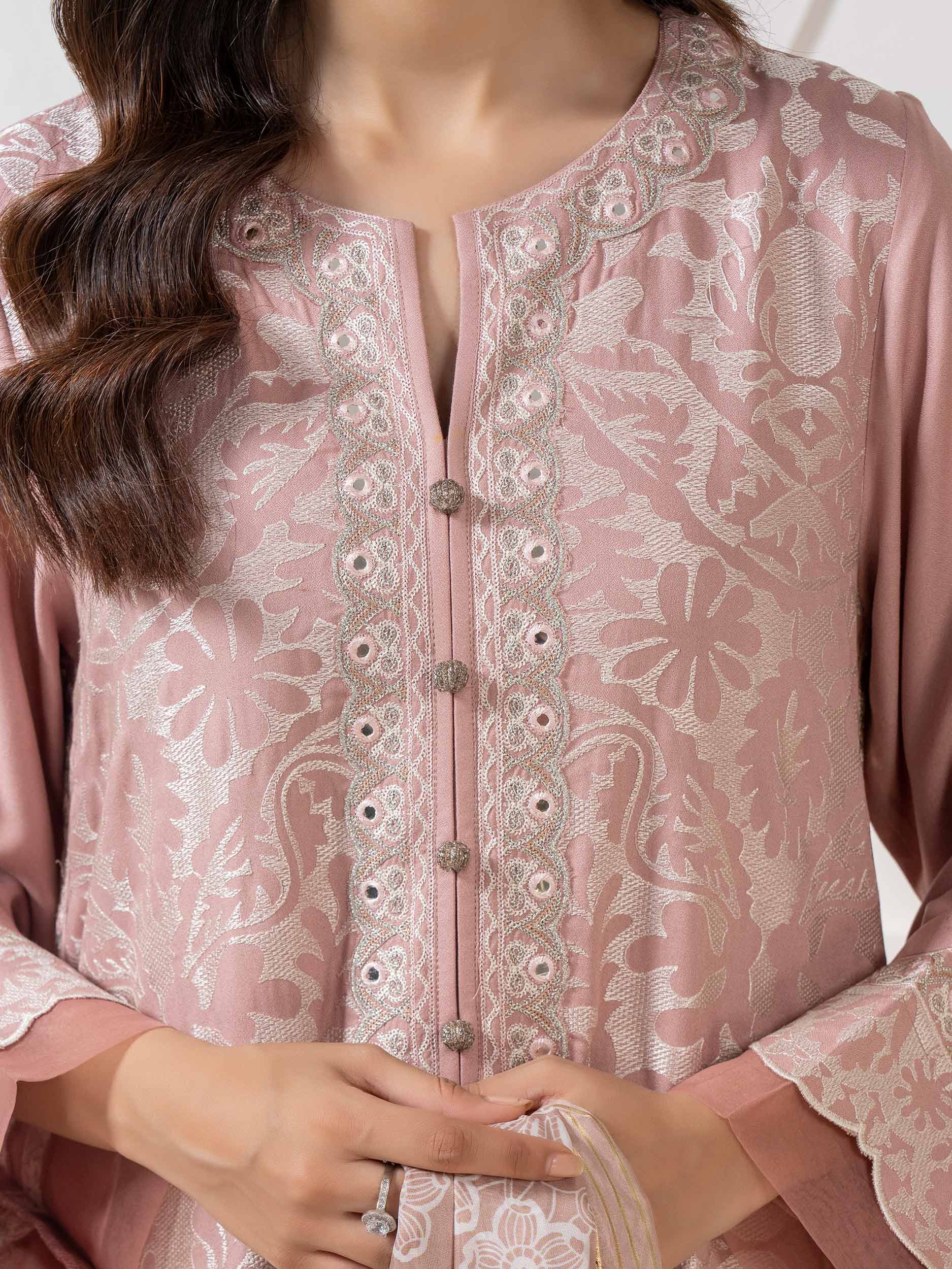 3 Piece Crepe Suit-Embroidered (Pret)