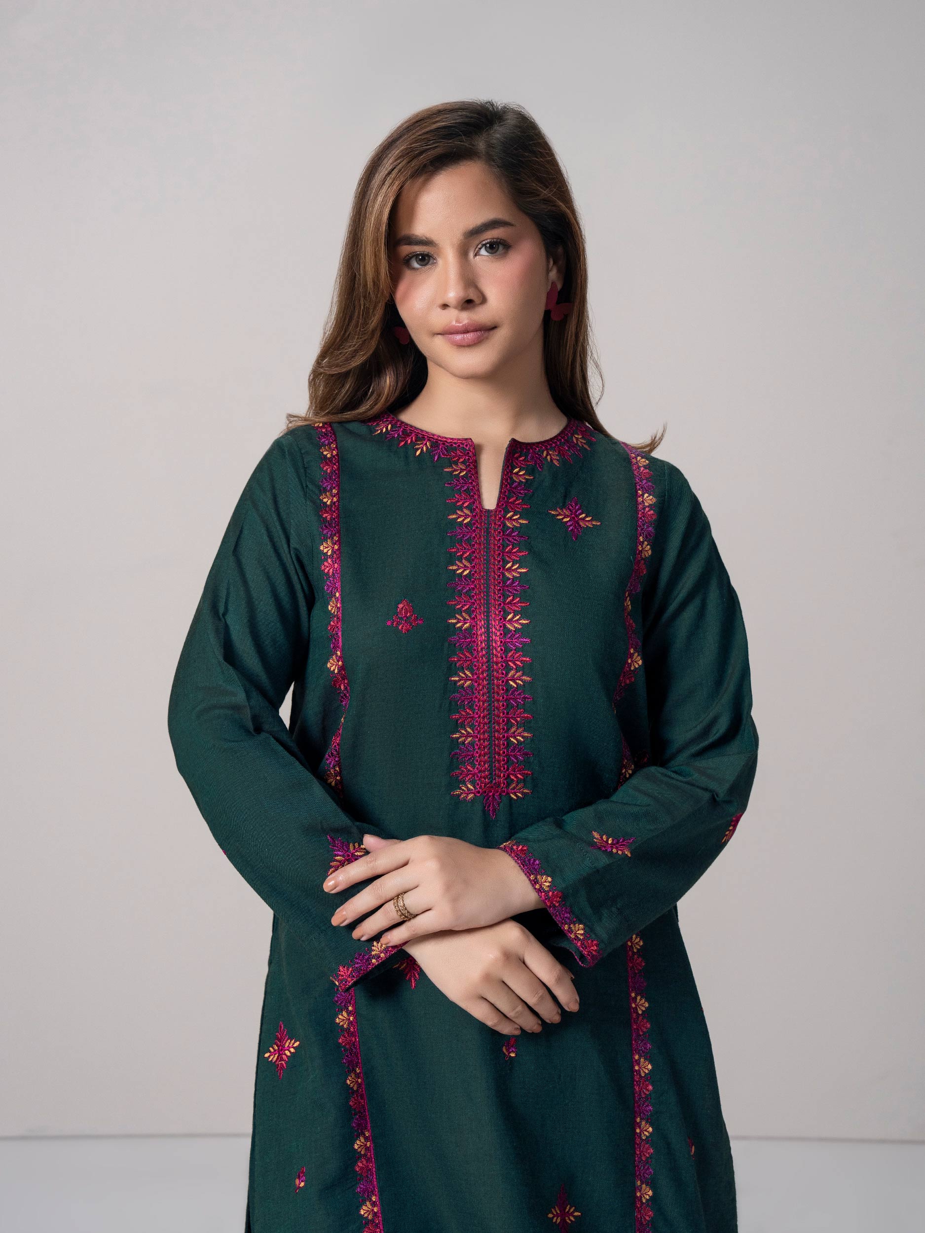 2 Piece Yarn Dyed Suit- Embroidered (Pret)