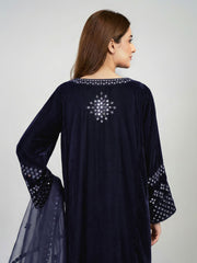 3 Piece Velvet Suit- Embroidered (Pret)