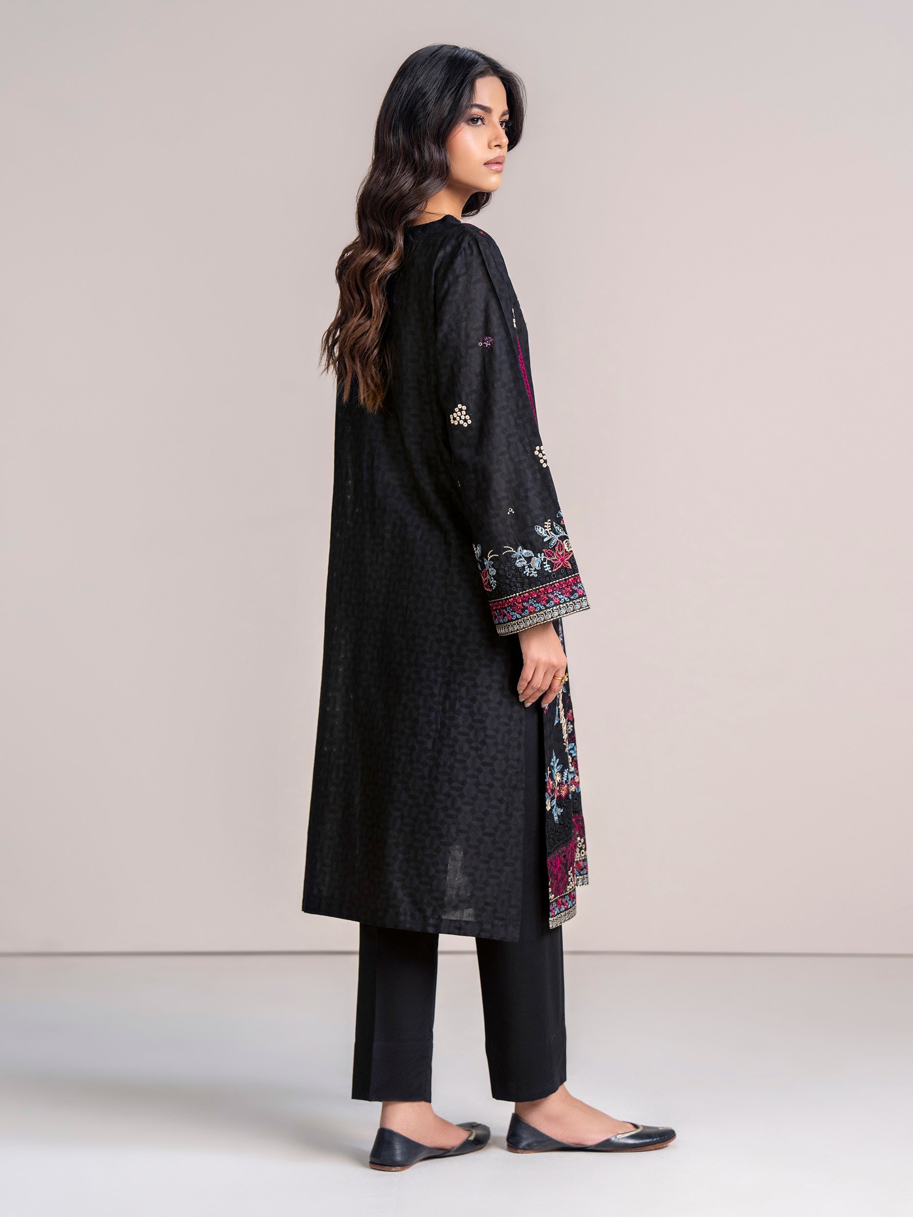 2-Piece Self Jacquard Suit-Embroidered (Pret)