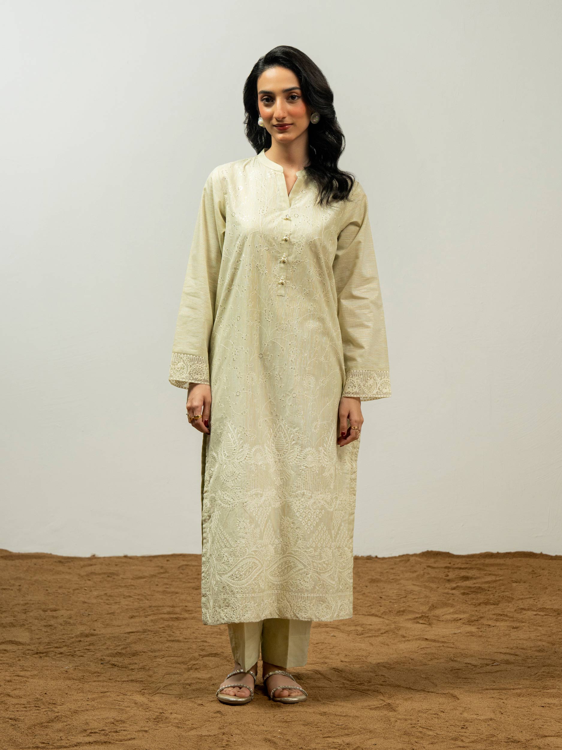 2 Piece Zari Suit-Embroidered (Pret)