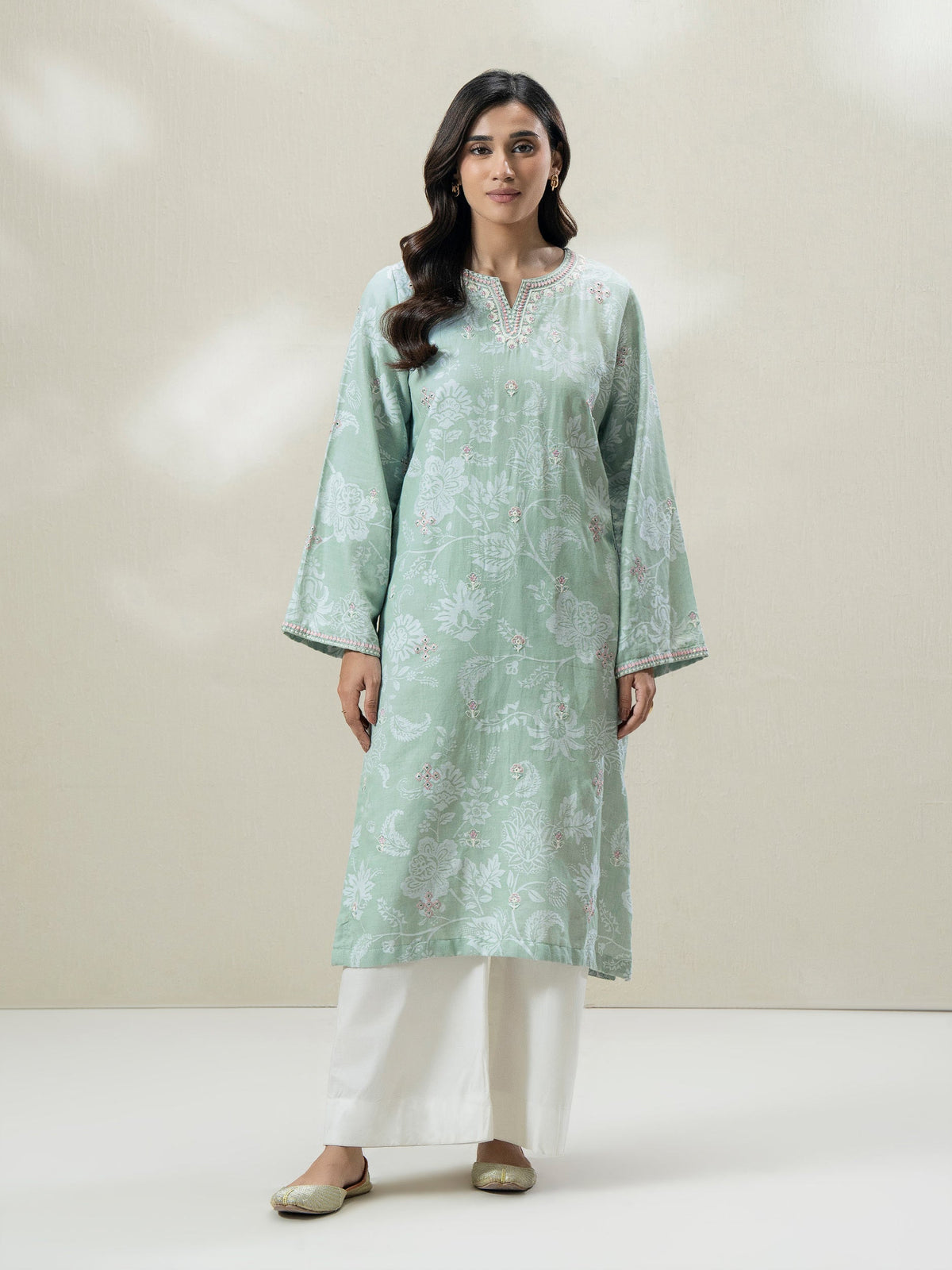 Self Jacquard Shirt- Embroidered (Pret)