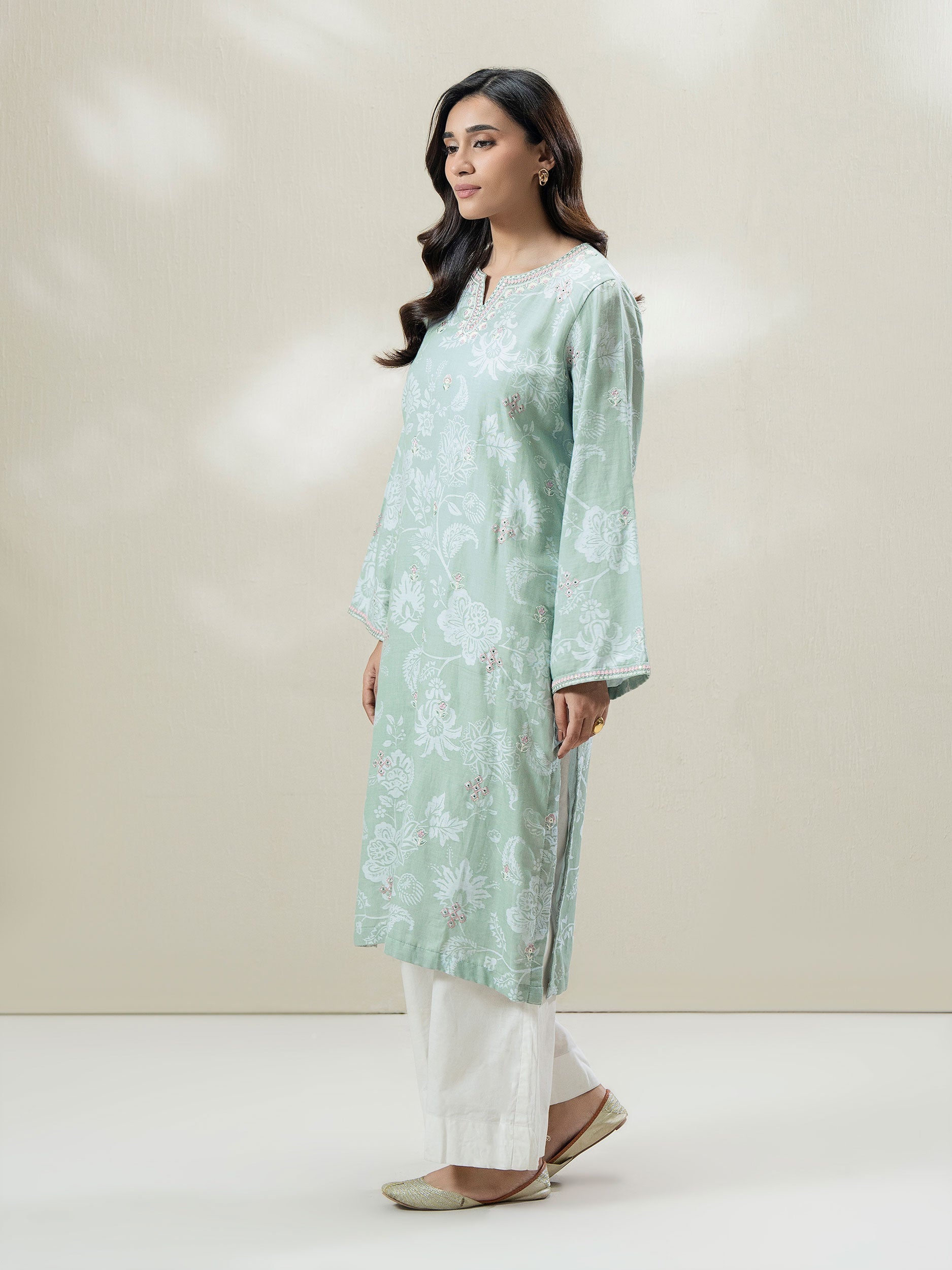 Self Jacquard Shirt- Embroidered (Pret)