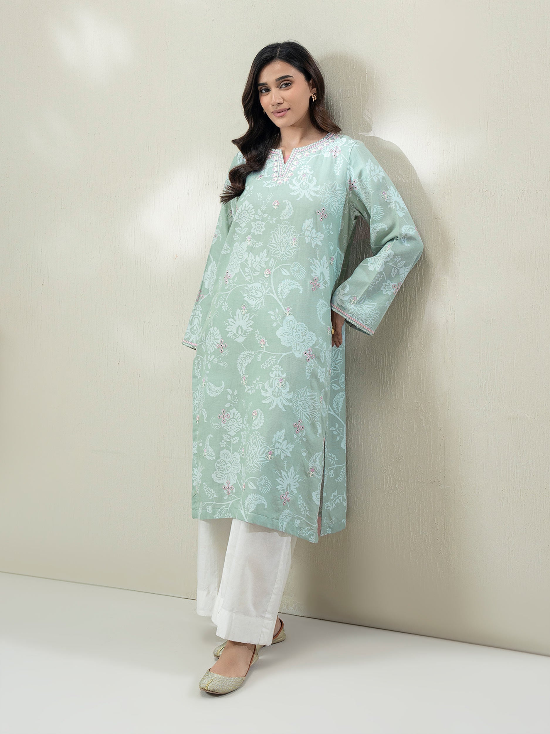 Self Jacquard Shirt- Embroidered (Pret)