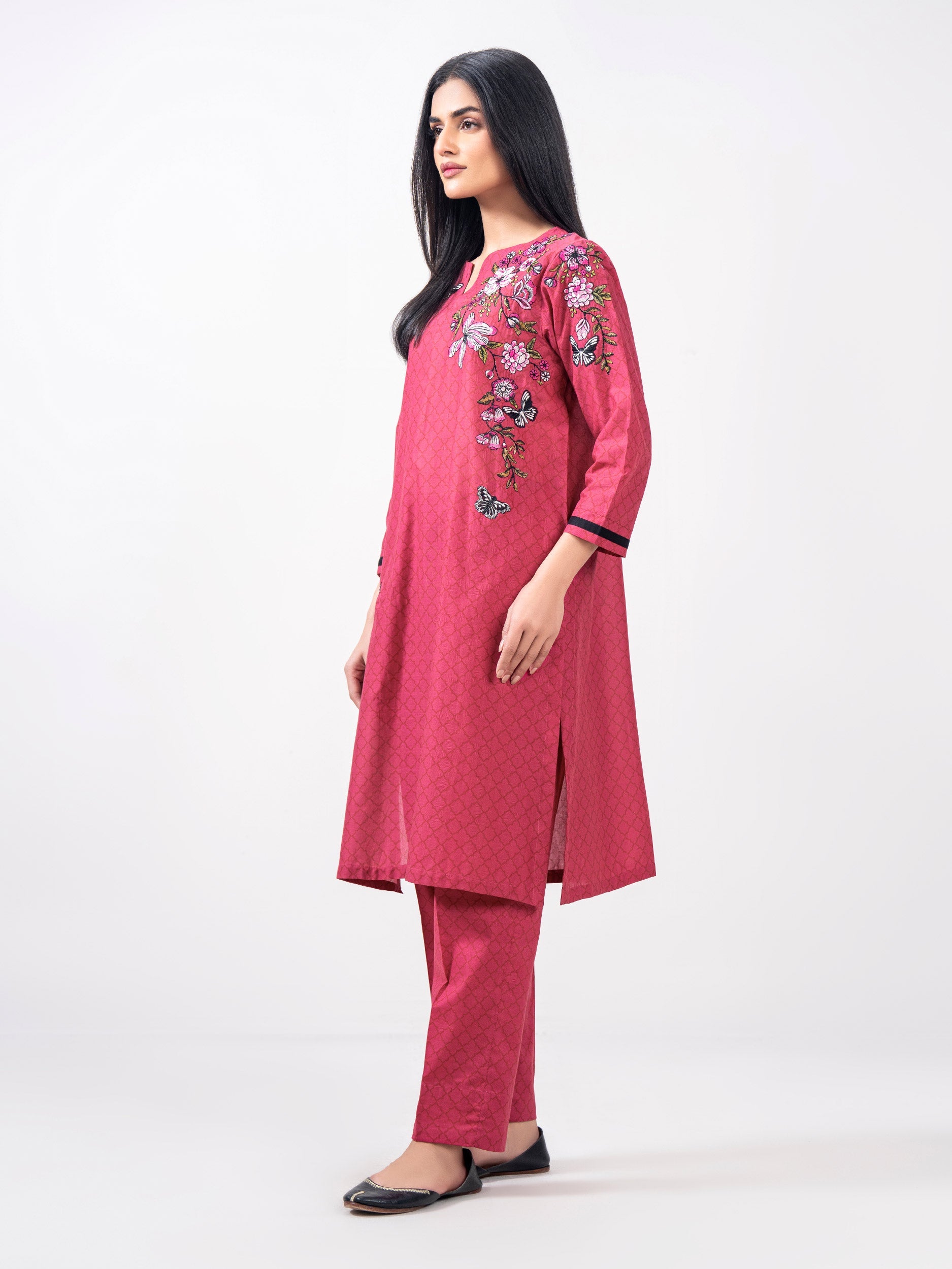 2 Piece Cambric Suit- Embroidered (Pret)