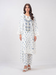 3 Piece Satin Suit- Embroidered (Pret)