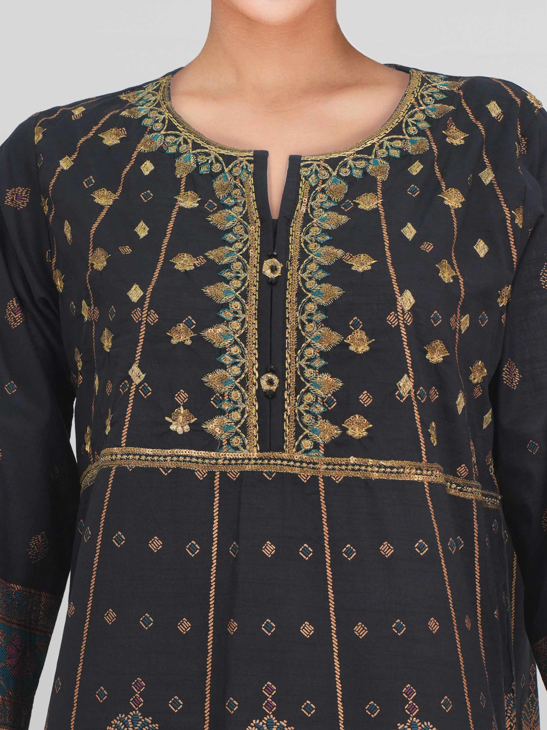 2 Piece Lawn Slub Suit-Embroidered (Pret)