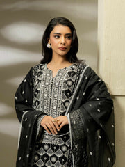 3 Piece Satin Suit-Embroidered (Pret)