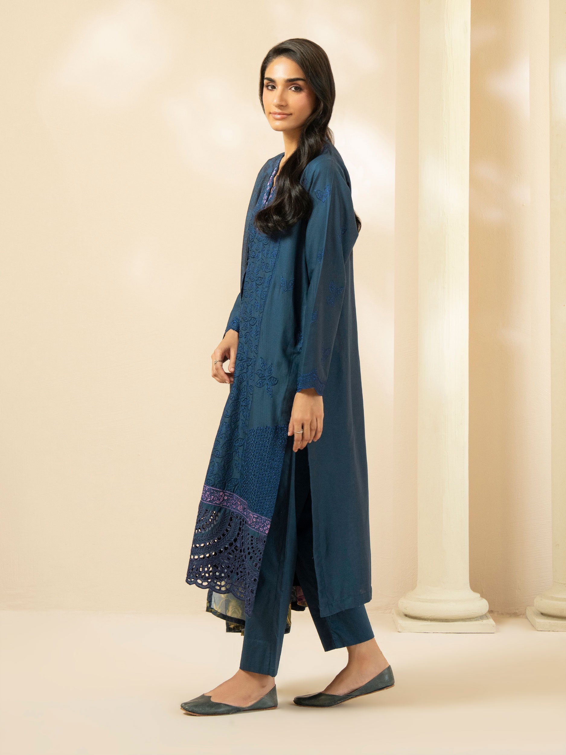 3 Piece Dobby Suit-Embroidered (Pret)