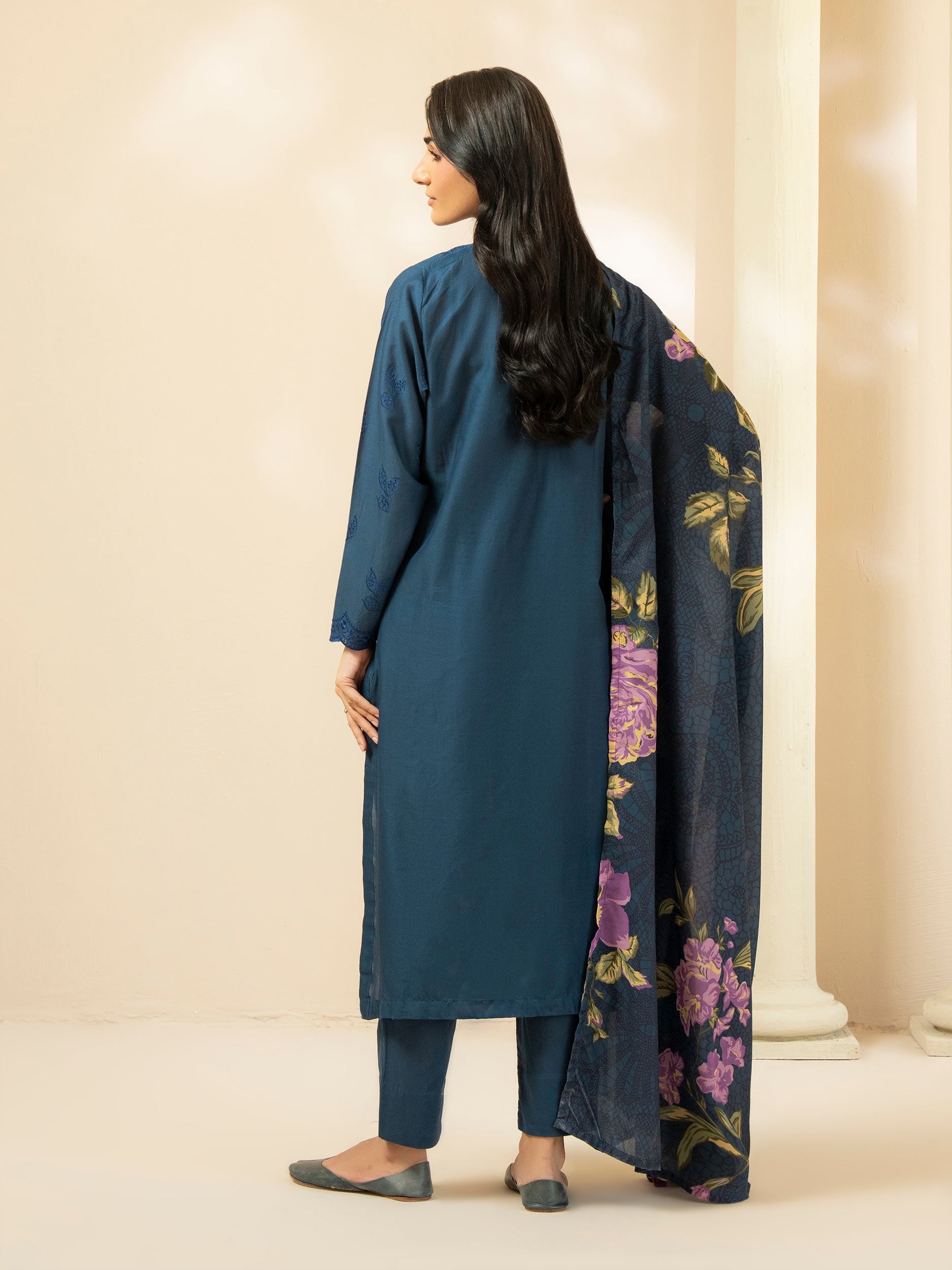 3 Piece Dobby Suit-Embroidered (Pret)