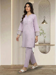 2 Piece Lawn Slub Suit- Embroidered (Pret)