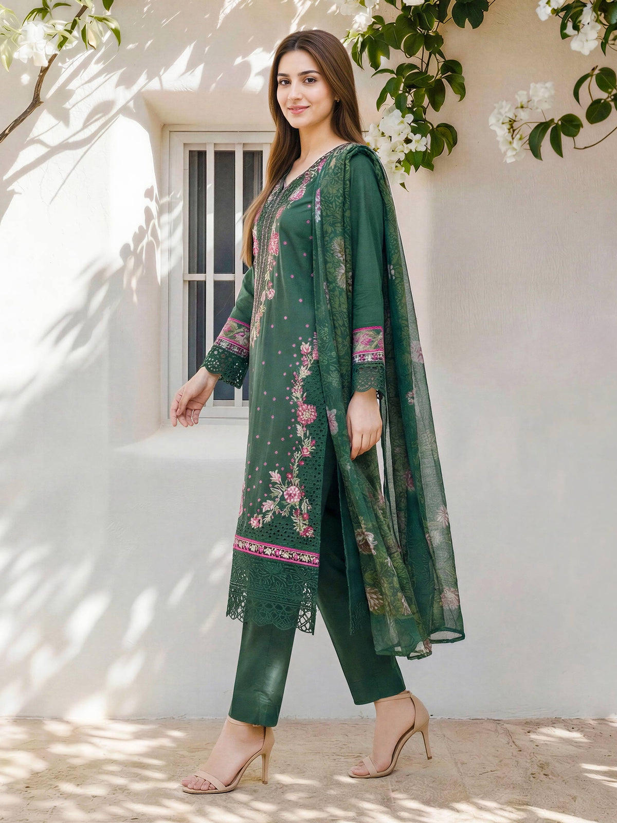 3 Piece Lawn Suit- Embroidered (Pret)
